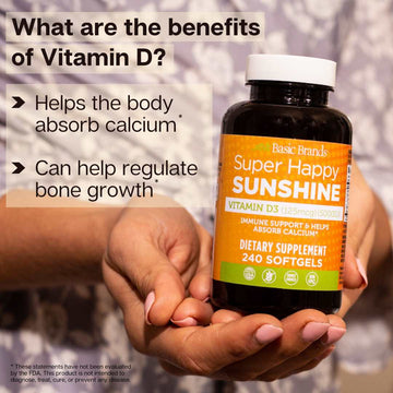 Basic Brands Happy Sunshine Vitamin D3, 5000 IU, 240-Count