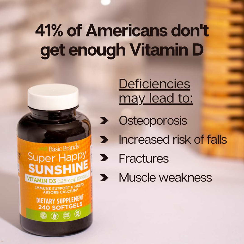 Basic Brands Happy Sunshine Vitamin D3, 5000 IU, 240-Count